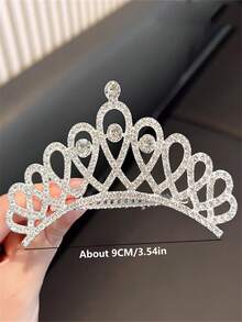 1pc Large Size Girl's Crown Hair Clip, Rhinestone Hair Fork Suitable For Birthday Party, Festival, Wedding Decoration - Silver - View 7