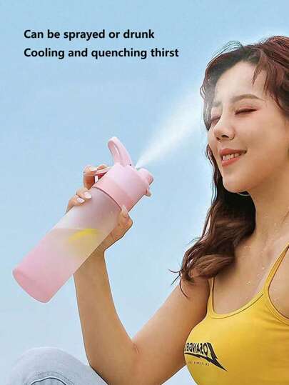 One Spray Water Cup, 650ML Large Capacity Summer Outdoor Sports Portable Water Cup, Multi-Function Fitness Sports Water Cup