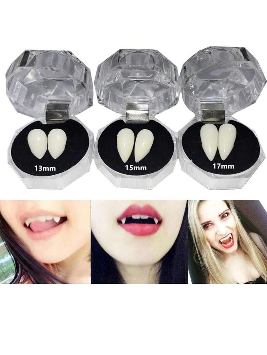 1/10 对万圣节吸血鬼僵尸假牙恶作剧玩具，派对獠牙服装化妆道具 - 彩色 - 查看 1