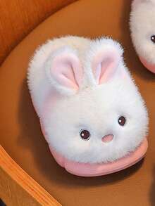 Children's Slippers 2025 Autumn/Winter New Style, Girls' Cute 3D Embroidery Soft Plush Indoor Home Slippers, Warm Thick Comfortable Sole