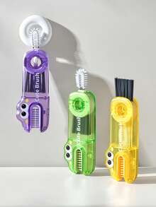 1pc/3pcs New Cute Rabbit 3-In-1 Cup Brush, Petal 3-In-1 Cup Brush, Multi-Functional Crevice Cleaning Brush, Tea Cup Milk Bottle Groove Brush, Portable For Home & Travel - Multicolor - View 9