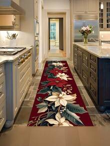 1pc Vintage Floral Kitchen Mat, Modern Farmhouse Absorbent Quick Dry Kitchen Carpet, Indoor Hallway Rug - Red, Runner Rug, Mudroom Doormat, Modern Farmhouse Absorbent Quick Dry Kitchen Carpet - Multicolor - View 3