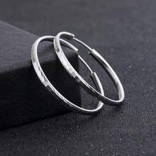 1pair Fine S925 Sterling Silver Luxury 3.8CM Big Circle Hoop Earrings For Women Charms Original Designer Party Wedding Jewelry Gifts