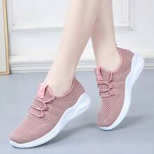2025 New Women's Breathable Mesh Running Shoes - Lightweight Casual Sports Shoes. With Stable Support, Soft Rubber Sole And Solid Color Design, They Are Suitable For Walking, Jogging And Daily Wear. They Are Fashionable And Comfortable Shoes. - 粉色 - 查看 2