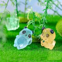 8 件发光熊猫微型雕像，可爱动物装饰，用于园艺、汽车、办公桌的树脂装饰品，夜光设计，小尺寸，适合景观美化、汽车装饰、桌面展示，展现可爱风格 - 彩色 - 查看 4