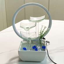 1pc Glass Desktop Fountain For Office Decoration Desktop Fountain For Living Room As A Gift For Friend Water Fountain With LED Lights Color Changing For Room Small Tabletop Water Foun Tabletop Waterfall Promotion Gift Decoration Gift - 藍白色 - 查看 5