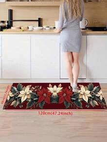 1pc Vintage Floral Kitchen Mat, Modern Farmhouse Absorbent Quick Dry Kitchen Carpet, Indoor Hallway Rug - Red, Runner Rug, Mudroom Doormat, Modern Farmhouse Absorbent Quick Dry Kitchen Carpet - Multicolor - View 15
