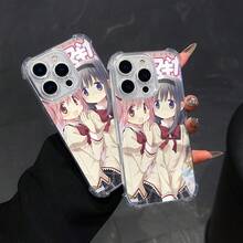 Funda de teléfono SamsungAdorable con temática Y2K que presenta un diseño de una chica de anime japonesa, compatible con los modelos de  16, 15, 14, 13, 12, 11 Pro Max, X, XR, XS Max, 8 y 7 Plus, mostrando una cubierta trasera suave y transparente que es resistente a caídas. - transparente - Ver 5