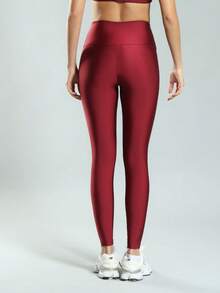 FITNATION Fitness Leggings In Trilobal Fabric With Shine And High Elasticity And Support - Burgundy - View 4