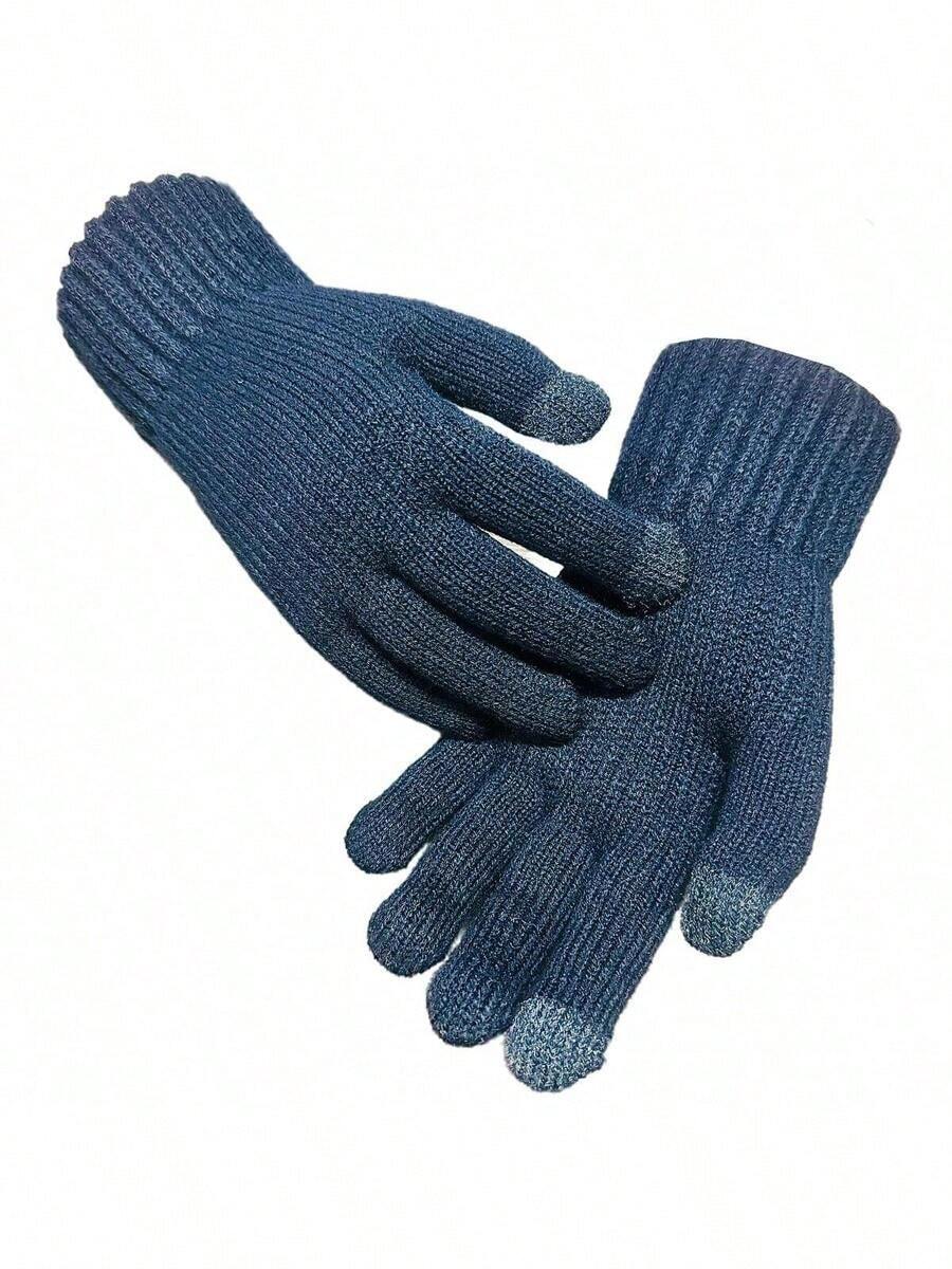 Unisex Winter Thermal Wool Touch Screen Cell Phone Motorcycle Bike Warm Comfortable Cold Gloves - Màu xanh lam - Xem 1