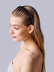 4 قطع شريط رأس للنساء لغسل الوجه مانع للانزلاق، شريط رأس بتصميم أسنان المشط، شريط رأس بتصميم موجي كاكسسوار شعر عصري