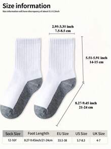 5 Pares de Calcetines de Estilo Deportivo Clásico para Niños y Niñas de 1-16 Años, Primavera, Verano, Otoño, Invierno, Calcetines de Cuello Redondo, Fáciles de Limpiar