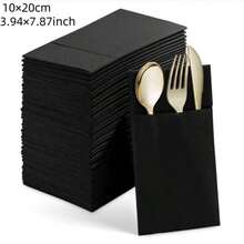 24pcs Disposable Napkins With Cutlery Pockets, Black Napkins Suitable For Weddings, Dinners Or Parties, Built-In Silverware Pockets, Pre-Folded - متعدد الألوان - مشاهدة 5