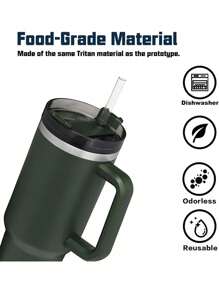 10 件替换吸管适用于史丹利 40 盎司 30 盎司杯，可重复使用吸管，带清洁刷，塑料