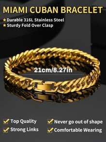 Men's Fashionable Versatile Gold Titanium Steel Bracelet - Gold - View 22