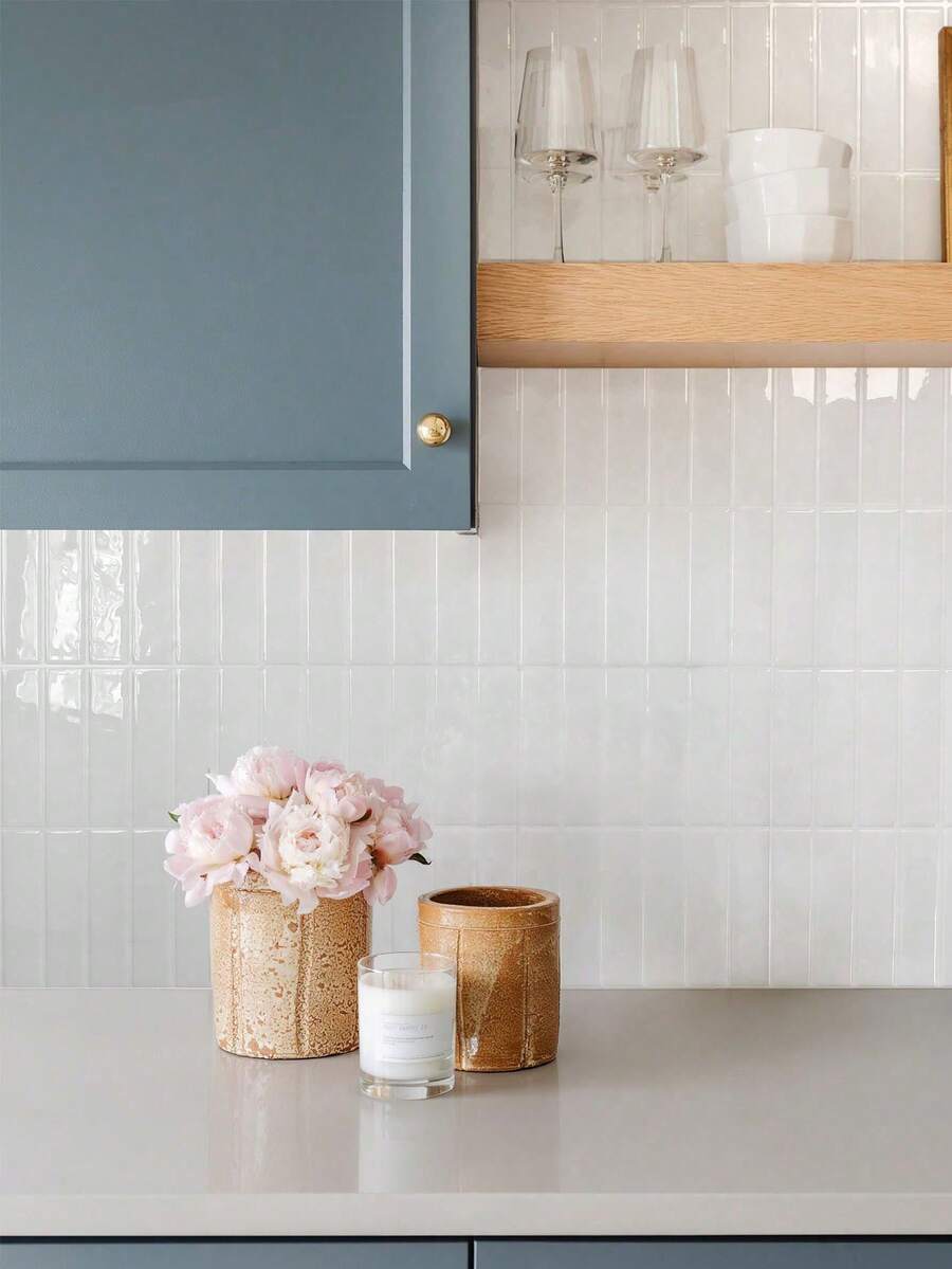 10/30pcs White Brick Pattern Self-Adhesive Tile Stickers, Easy To Peel And Stick Ceramic Tile, Waterproof Wallpaper Suitable For Living Room, Kitchen Backsplash, Bathroom, Zellige Style