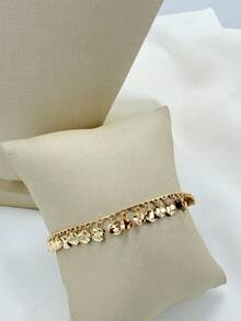 Women's Round Sequin Necklace And Bracelet Set, 18k Gold Plated And 925 Silver - 金色 - 查看 4