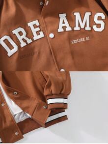 男士连帽抽绳前扣字母印花休闲长袖夹克，秋季