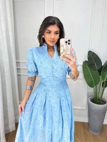 12 Simple Split Fabric Spring/Summer Wedding Dress - Màu xanh nhạt - Xem 2