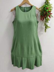Women's Dress - 純綠色 - 查看 1