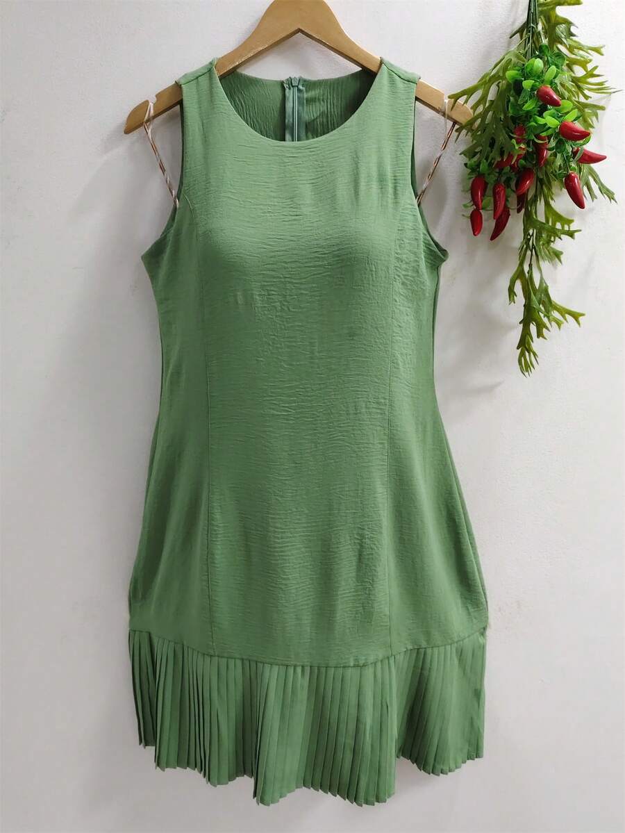 Women's Dress - 純綠色 - 查看 1