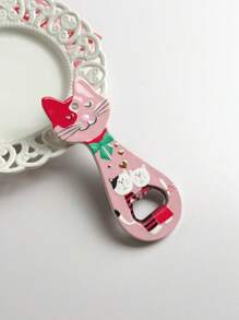 1pc Customizable Cute Cat Or Dog Head Embossed Gold Foil Art Dual-Use Bottle Opener And Fridge Magnet For Home Decoration, Daily Use Or Festival Gifts Birthday Graduation