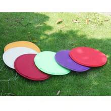 1pc Portable Foldable Round Beach/Camping Cushion (Slight Color Variation), Dust-Proof Outdoor Folding Seat Pad (Size: Approx. 30cm, Handmade Measurement With Slight Deviation), (Cushion With 2 Tie Straps) - Multicolor - View 8
