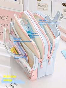 1pc Customizable Large Capacity Pencil Case - Pencil Box, Stationery Bag, Embroidered Name Available, Suitable For Office, School Supplies Storage, Fashion Zipper Bag, Transparent Design Storage Bag, Back To School Gift,Multi-Functional,Ornamental,Reusable,Modern,Colorful,Cute,Vintage,Cartoon,Kawaii,Custom,Personalized,Unique,Customized,Workers,Clients,Students,For Business/Work/Office,For School,Multi-Functional,Ornamental,Reusable,Modern,Colorful,Cute,Vintage,Cartoon,Kawaii,Custom,Personalized,Unique,Customized,Workers,Clients,Students,For Business/Work/Office,For School - Multicolor - View 8