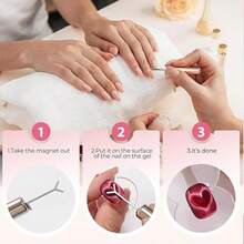 2 Stücke herzförmige Magnete für Cat Eye Gel Nagellack, magnetische Nagelkunst Werkzeuge für atemberaubenden Cat Eye Effekt, DIY Nail Set mit Y-förmigem Stab, Nagelmagnet für Zuhause und Salon Gebrauch