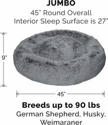 Calming Donut Dog Bed For Medium Dogs, 45" Plush Round Pet Bed With Washable Cover, Refillable Shag Faux Fur For Anxiety Relief – Gray, XL,11275910 - Taro Purple - Xem 2