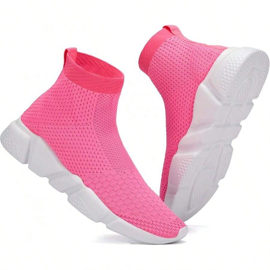 Women's Slip-On Tennis Walking Sneakers, Lightweight Breathable Comfort Gym And Work, Stylish Trainers, 2025 - 054粉紅色 - 查看 1