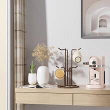 Mug Holder For Large Cups, Mug Tree For Counter With 6 Hooks, Metal Coffee Mug Stand For Easy Pick, Place And Display, Coffee Bar Accessories And Decor, Free Standing Mug Rack, Brown,11286415