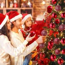 36件套1.18英寸圣诞树装饰球，防碎塑料圣诞树球装饰，圣诞树挂饰，多种款式，家居装饰，圣诞装饰，房间装饰，冬季圣诞装饰，家居圣诞礼物，圣诞装饰品