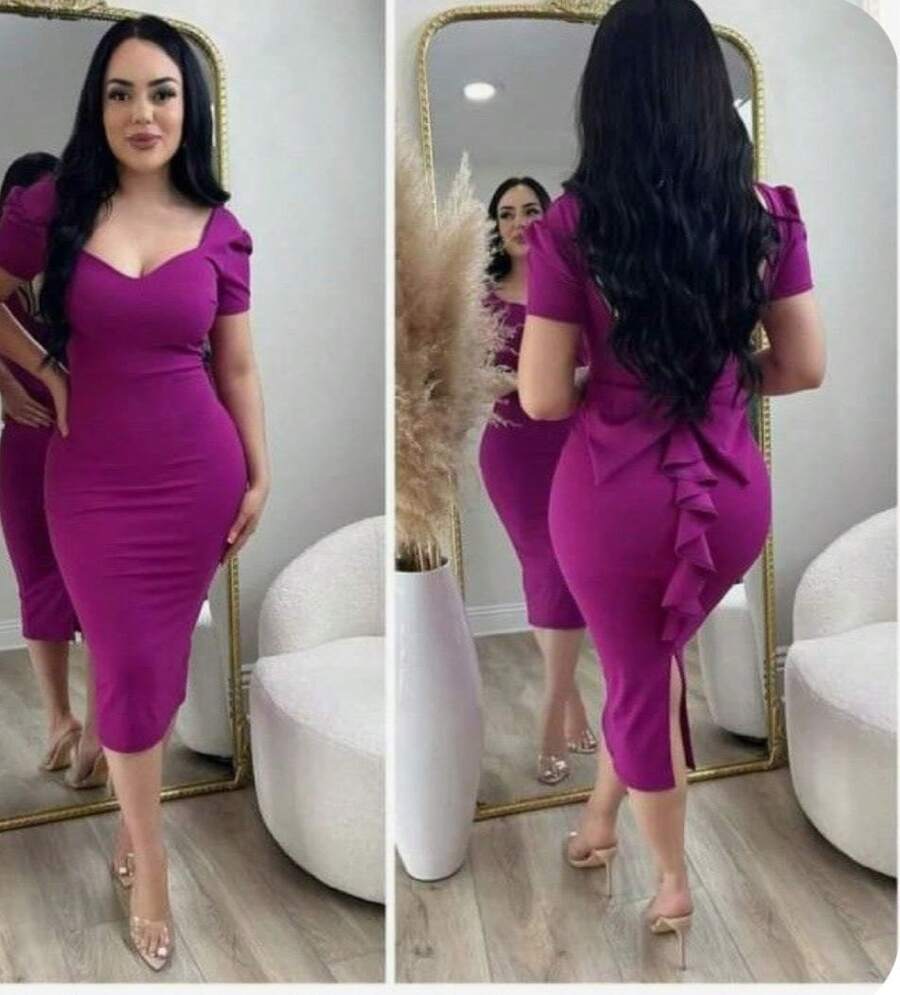 Women Midi Dresses - Magenta - View 1