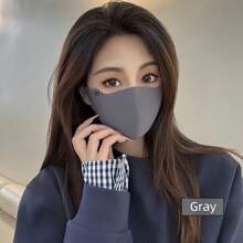 1 Piece Bohemian Style Women's Face Towel - Breathable And Warm 3D Mask, Windproof And Coldproof, Solid Color Polyester And Spandex Blend, Stretchy Fit, Hand Washable, Suitable For Outdoor Use. - 灰色 - 查看 7