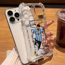 Un estuche de teléfono minimalista con tema de fútbol compatible con modelos de  16, 15, 14, 13, 12, 11 Pro Max, X, XR, XS Max, 8 y 7 Plus, con un respaldo transparente suave para protección contra caídas. - Color mezclado 1 - Ver 9