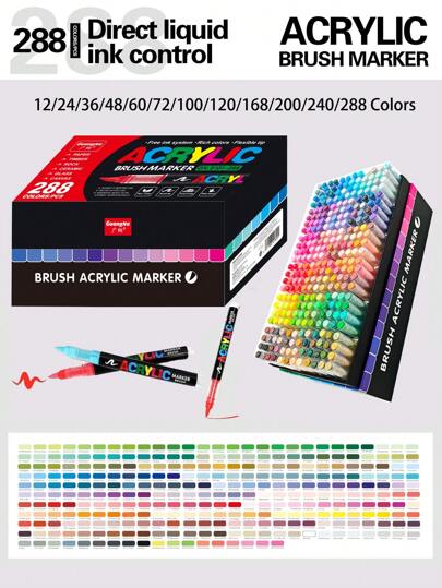 Guangna Acrylic Paint Pens Pencil Brush Markers Pen, No Pressing Proffesional Rock Painting Stone Art Supplies Drawing