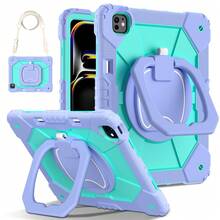 Colorblock Handheld Rotating Shockproof Protective Case With Shoulder Strap For Apple IPad Mini 7, IPad Mini 6, IPad 6th (9.7-Inch), IPad Pro 9.7 (2016), IPad 5th (9.7-Inch), IPad 10.2 7th Gen 2019, IPad 8th (10.2-Inch), IPad 9th Gen (10.2-Inch), IPad 11(A16 2025), IPad 10th (10.9-Inch), IPad Air 4th (10.9-Inch), IPad Air 5th Gen 2022, IPad Air 11-In.(M2)-2024, IPad Air 11(M3 2025)