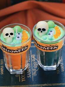 1 pieza Vela con decoración de fantasma, calavera y máscara para Halloween, vela perfumada con diseño de fantasma, decoración de ambiente para la festividad de Halloween, decoración del hogar