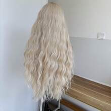 Long Wavy Natural Hairline Women Ombre Blonde Daily Wear Heat Resistant Synthetic Hair 13X4X1 Inch Glueless T Lace Front Wigs Soft