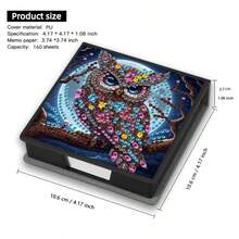 1 pieza Pintura de diamantes con tema animal asimétrico, búho de pie en un árbol bajo la luna, bloc de notas de piel sintética negra con 160 hojas, artesanía hecha a mano, útiles de oficina lindos, regalo de Halloween y Navidad