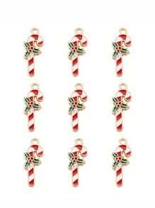 5/10/20pcs Small Crutch Alloy Oil Drop Pendant Christmas New Year Hair Accessories Bracelet Pendant DIY Jewelry Accessories