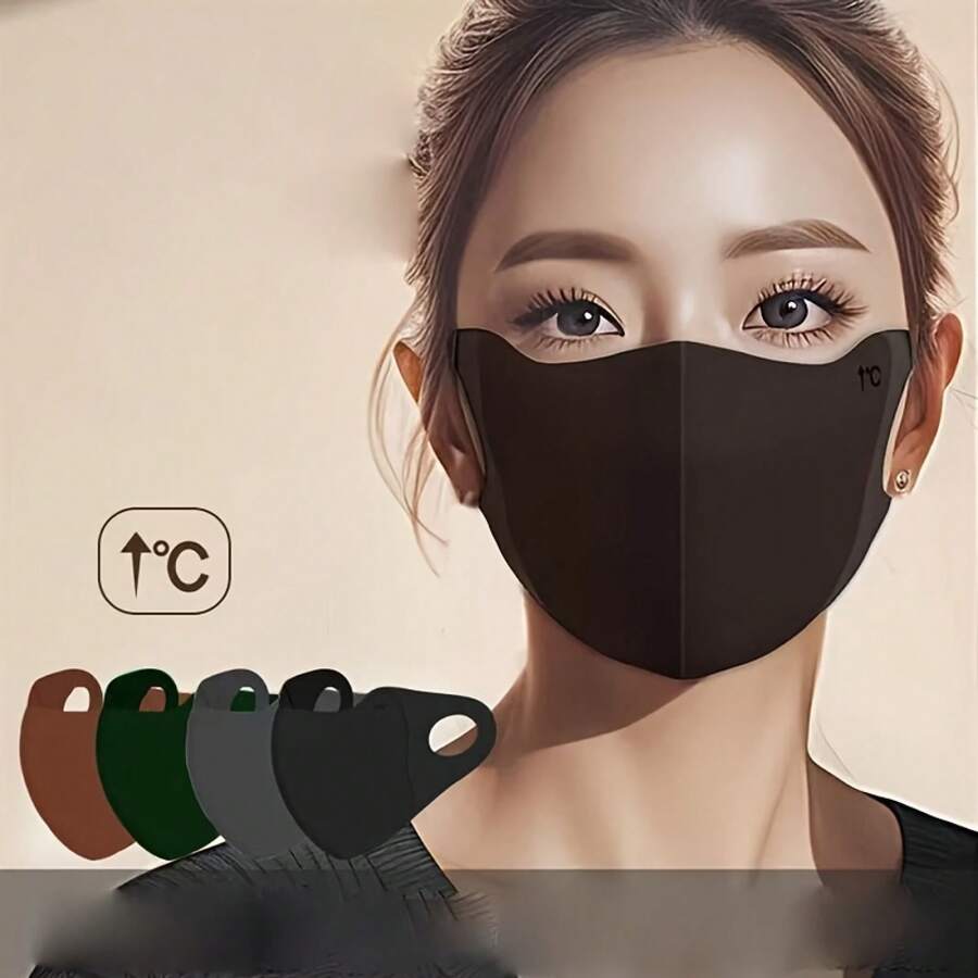 1 Piece Bohemian Style Women's Face Towel - Breathable And Warm 3D Mask, Windproof And Coldproof, Solid Color Polyester And Spandex Blend, Stretchy Fit, Hand Washable, Suitable For Outdoor Use. - 灰色 - 查看 1