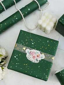 哑光金属包装纸，绿色纸屑图案，哑光牛皮纸婚礼包装纸，纯色情人节包装纸，适用于婚礼、毕业典礼、生日、DIY花束、金属生日礼物包装纸、礼盒填充物、DIY装饰纸（用于配件）、纯色图案、哑光包装纸，秋季、冬季 - 綠色 - 查看 7