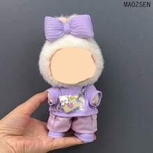 1st/2nd/3rd Generation Doll Clothes, Doll Plush Doll Accessories - Purple T-Shirt And Overalls Set, Sitting Party Outfit - Multicolor - View 5