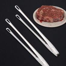 Stainless Steel BBQ Tongs - Long Heat Resistant Food Tongs For Grilling, Buffet, Kitchen - Silver - View 2