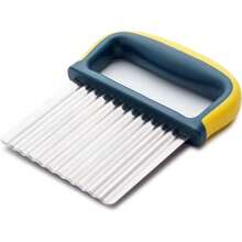 Stainless Steel Crinkle Cutter Knife With Ergonomic Handle, Multi-Purpose Wave Blade For Potatoes Carrots Vegetables, Rust-Proof Kitchen Tool For Home Camping Party Food Prep (Yellow)