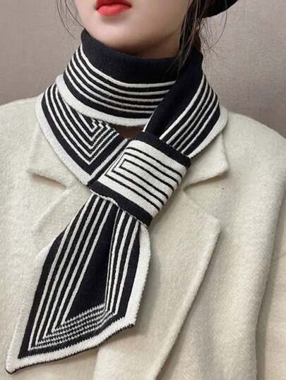 1 pieza Bufanda de punto vintage con botón, calentador de cuello cálido para mujer, bufanda versátil de moda con aberturas, envolvente de cuello, diseño cruzado, bufanda de punto larga, cuello de punto cálido de doble capa, adecuado para la vida diaria, accesorio de moda, regalo