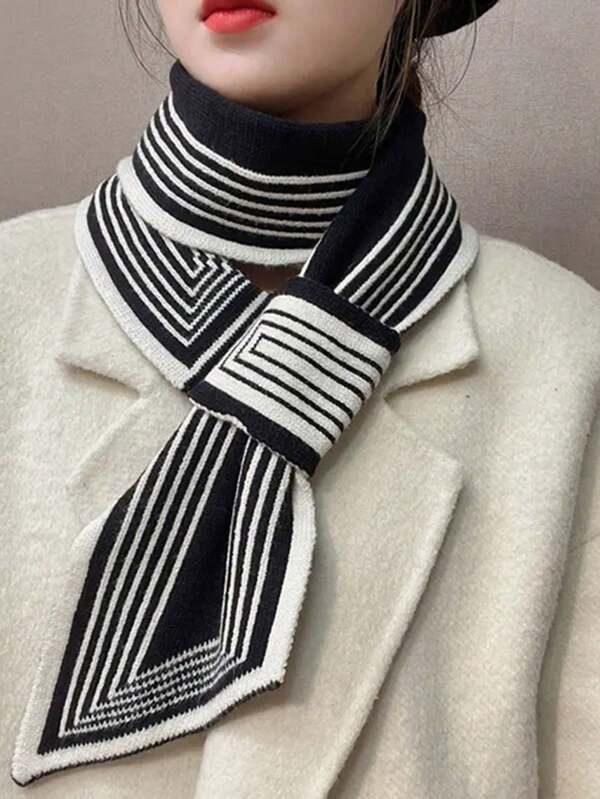 1 szt. Dzianinowy szalik w stylu vintage z guzikiem, ciepły komin dla kobiet, modny, wszechstronny szalik z otworami, otulacz na szyję, wzór skrzyżowany, długi dzianinowy szalik, dwuwarstwowy, ciepły, dzianinowy komin, odpowiedni na co dzień, modny dodatek, prezent