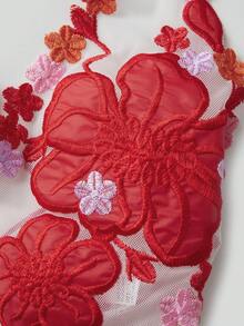 Women Y2K Floral Embroidered Halter Tops Sheer Mesh Camisole Tank Tops See Through Tie Back Sleeveless Deep V Neck Cami Crop  Tops Summer Backless Vests Shirts Going Out Tops Party Club Beach Vacation Streetwear Coquette Clothes - Hot Pink - View 7